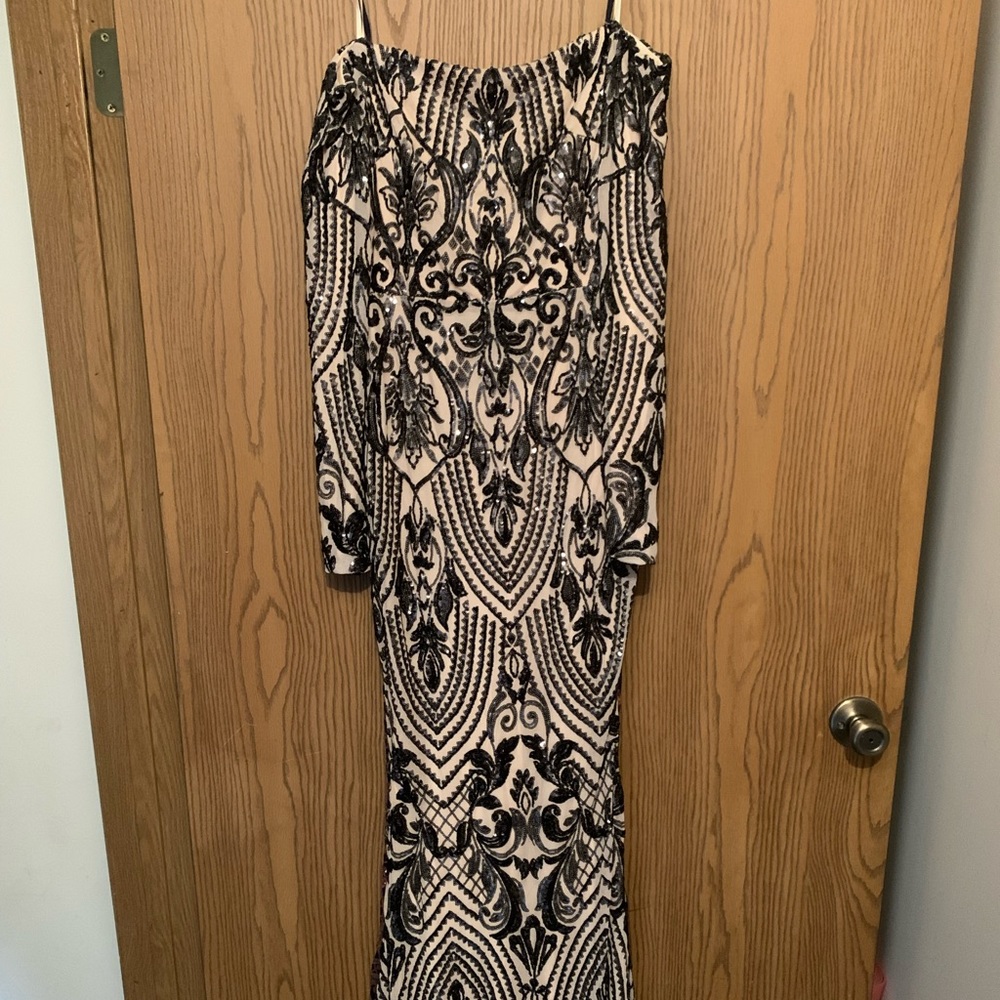 Cream and Black Formal Dress